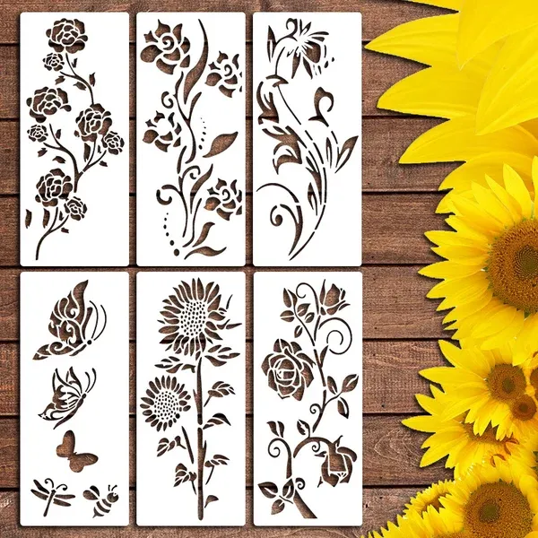 🌻Garden Fence Large Flower Drawing Stencils